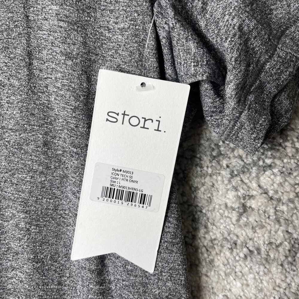 Stori Shirt Mens Large Gray Icon Tech SS Onyx Athletic Performance Stretch Tee - Picture 5 of 7